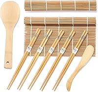 Vista 8 de Juego de elementos de bambú para hacer sushi Esterillas para enrollar carbonizadas, para repeler el moho. Incluye 2 esterillas para enrollar, 5