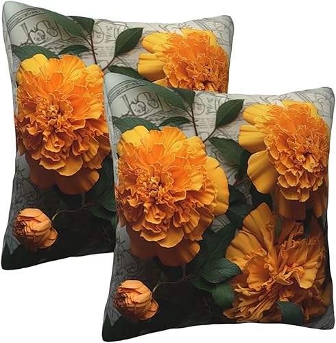 Miniatura 8 de NONHAI Throw Pillow Covers 16"x16" Square Cushion Cover Marigold Modern Farmhouse Cushion Case Soft Pillowcase for Couch Bed Car Home Decoration