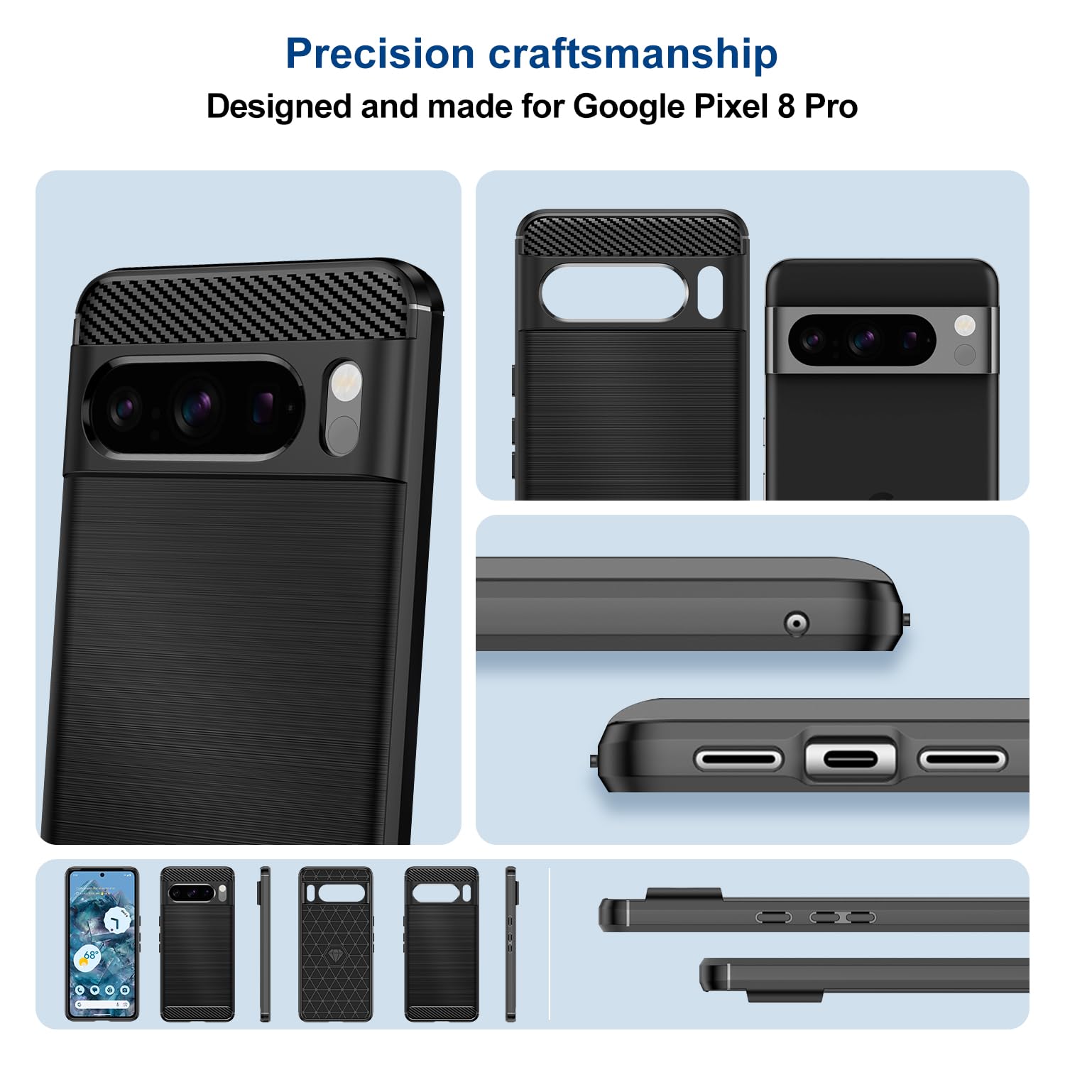 Avizar - Cover Google Pixel 7 Rigida Effetto Fibra Di Carbonio Nera Back Carb Bk Px7r