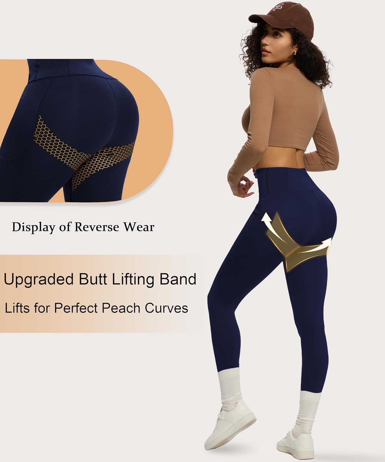 Tummy Control Leggings with Pockets Compression Butt Lifting High Waist Pants for Women - Image 5