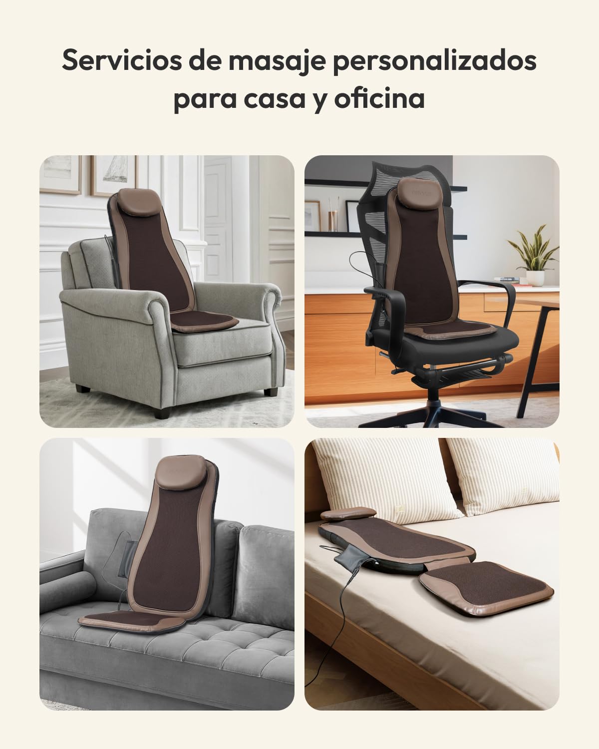 Masajeador Cervical y Espalda, 3D Masajeador Lumbar | Con calor, masaje shiatsu de espalda, 3 niveles de intensidad, vibración para las caderas, timer, para usar en casa, oficina