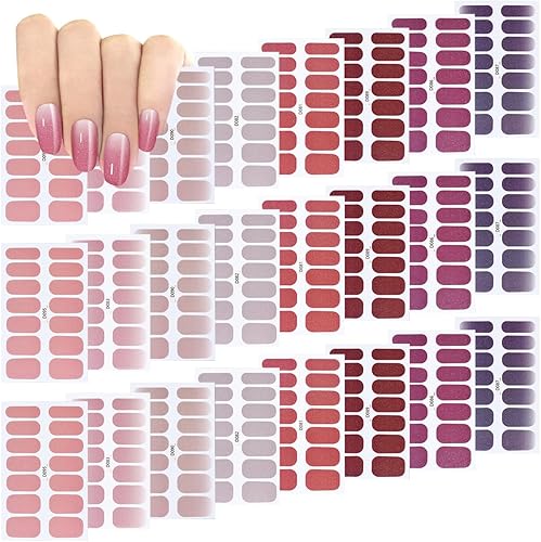 Calcomanías de esmalte de uñas de envoltura completa, 336 piezas, 24 hojas de tiras de uñas elegantes, tiras de uñas de gel autoadhesivas,