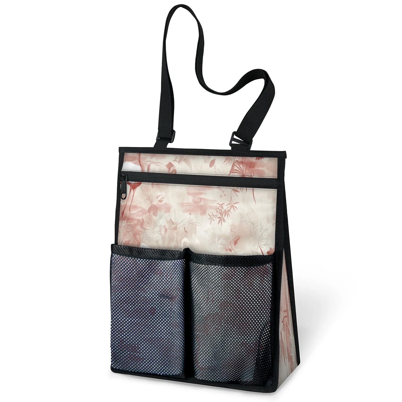 Ourtheme Palm Leaves Flamingos Portable Shower Bag for Travel Gym Camp Beach Tote Shower Caddy Bags Hanging Toiletry