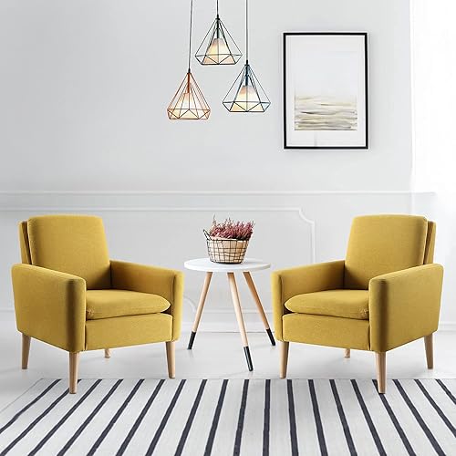 Miniatura 66 de Silla moderna Lohoms con tela decorativa cómodo sofá individual tapizado Silla con descansa brazos para sala., Madera, Negro Gris