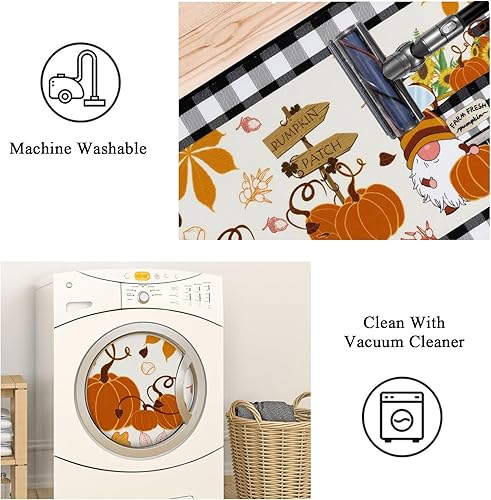Miniatura 7 de Bsmathom Alfombra de pasillo de Acción de Gracias de 2 x 6 pulgadas, antideslizante, lavable para otoño, tapete de pelo bajo para dormitorio y sala