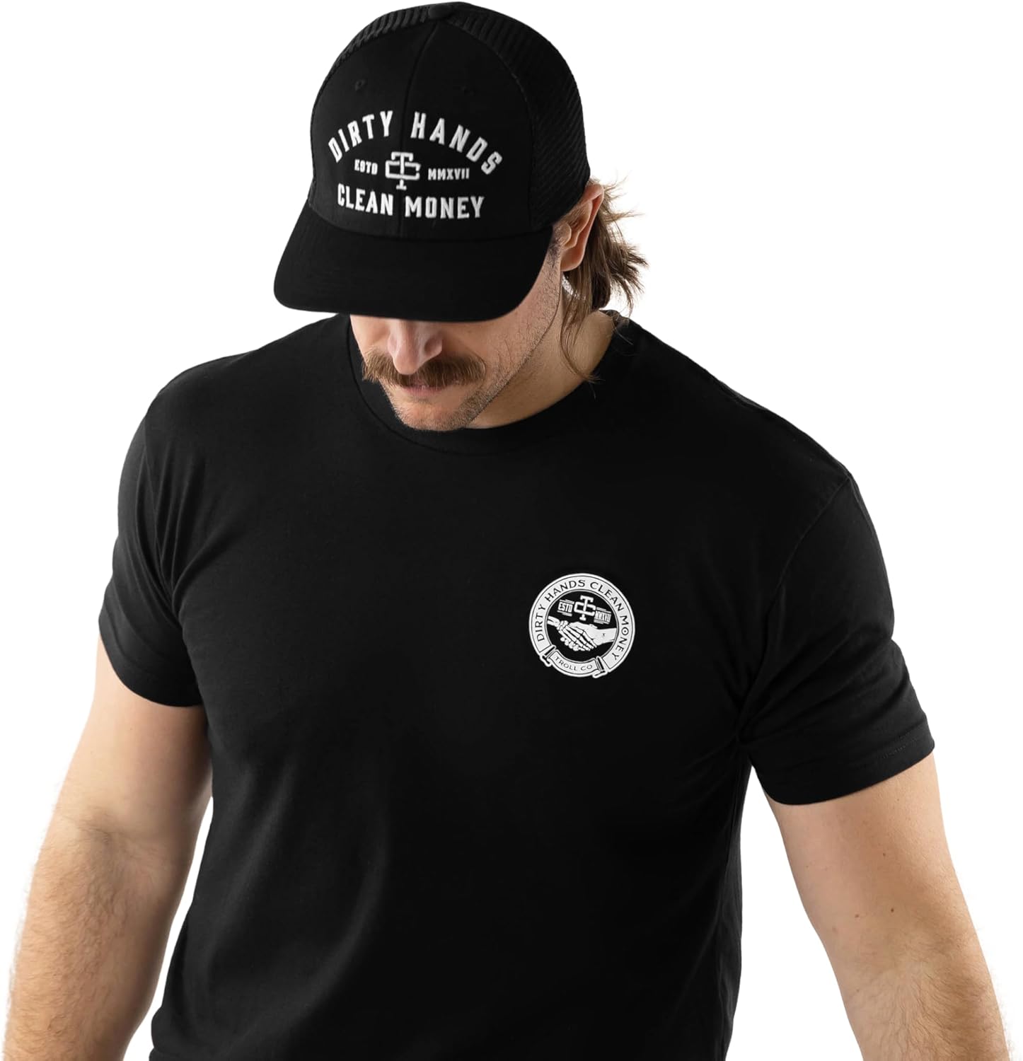 TROLL CO. CLOTHING Dirty Hands Clean Money Meshback Hat - Black, Adjustable Snapback, Curved Brim, One Size Fits Most - Image 6