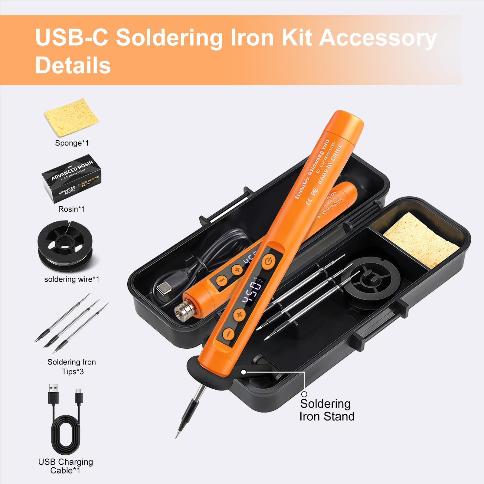 Flintronic Kit saldatore, Senza fili, Set Di Saldatore A Batteria Ricaricabile USB con LCD, per Riparazioni Elettroniche, Creazione di Gioielli, Progetti fai da t