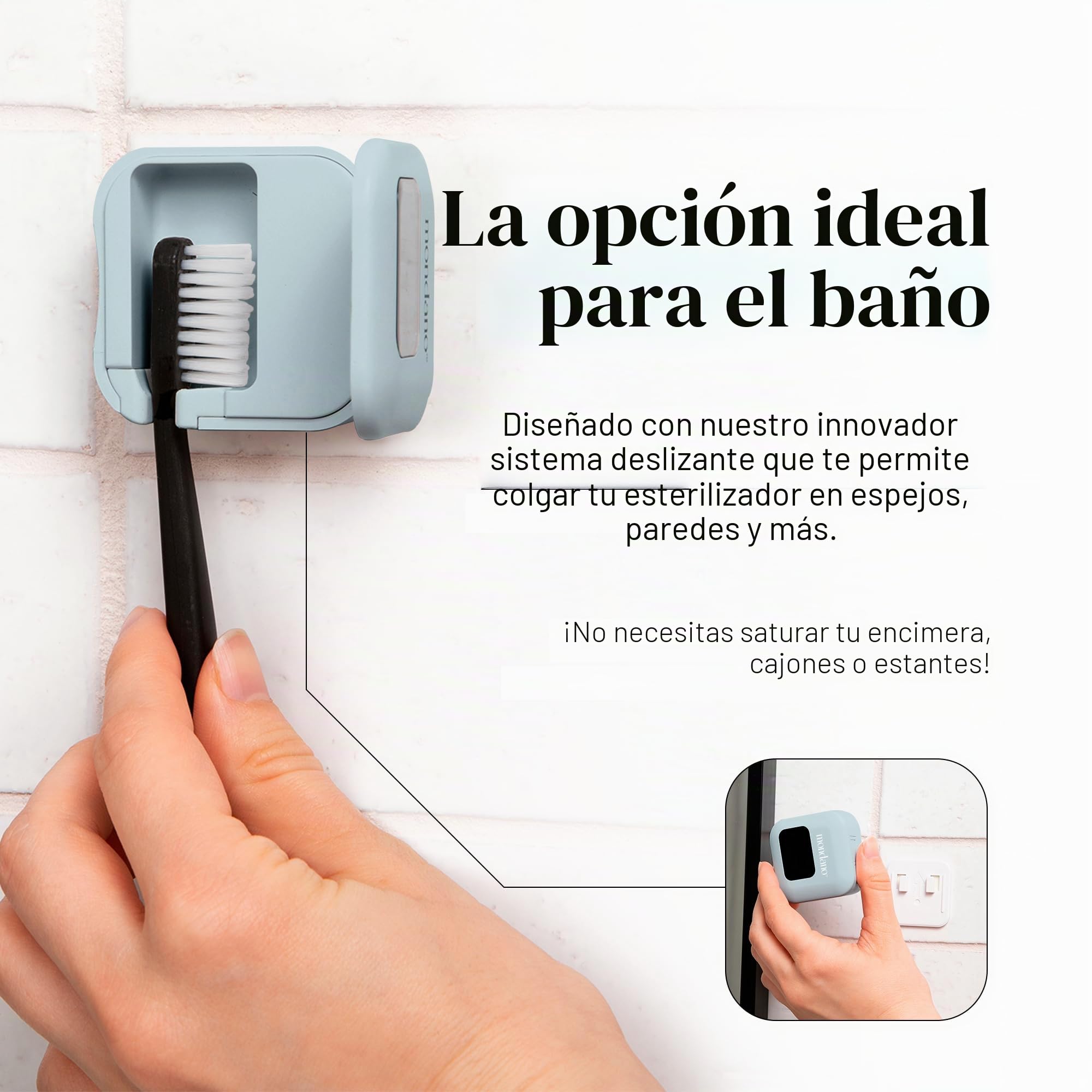 Mondano Desinfectante y soporte para cepillo de dientes UV-C, funda para cepillo de dientes manual/eléctrico, para cualquier cabezal de cepillo de dientes, funda de viaje para cepillo de dientes