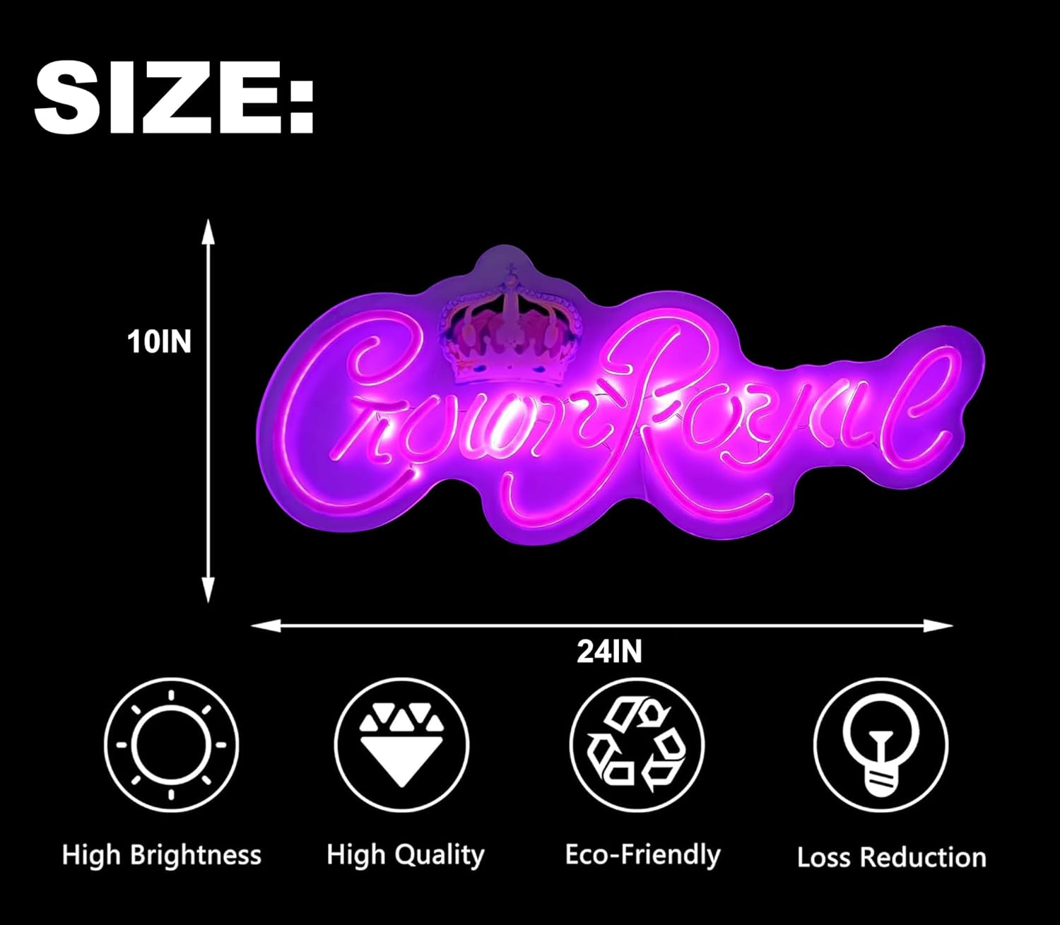 24""x10"" Crown Royals Neon Sign Light HD Vivid Printing Technology Man Cave Beer Bar Pub Handmade Real LED Tube Lamp Handmade LED Neon Tubing Signs