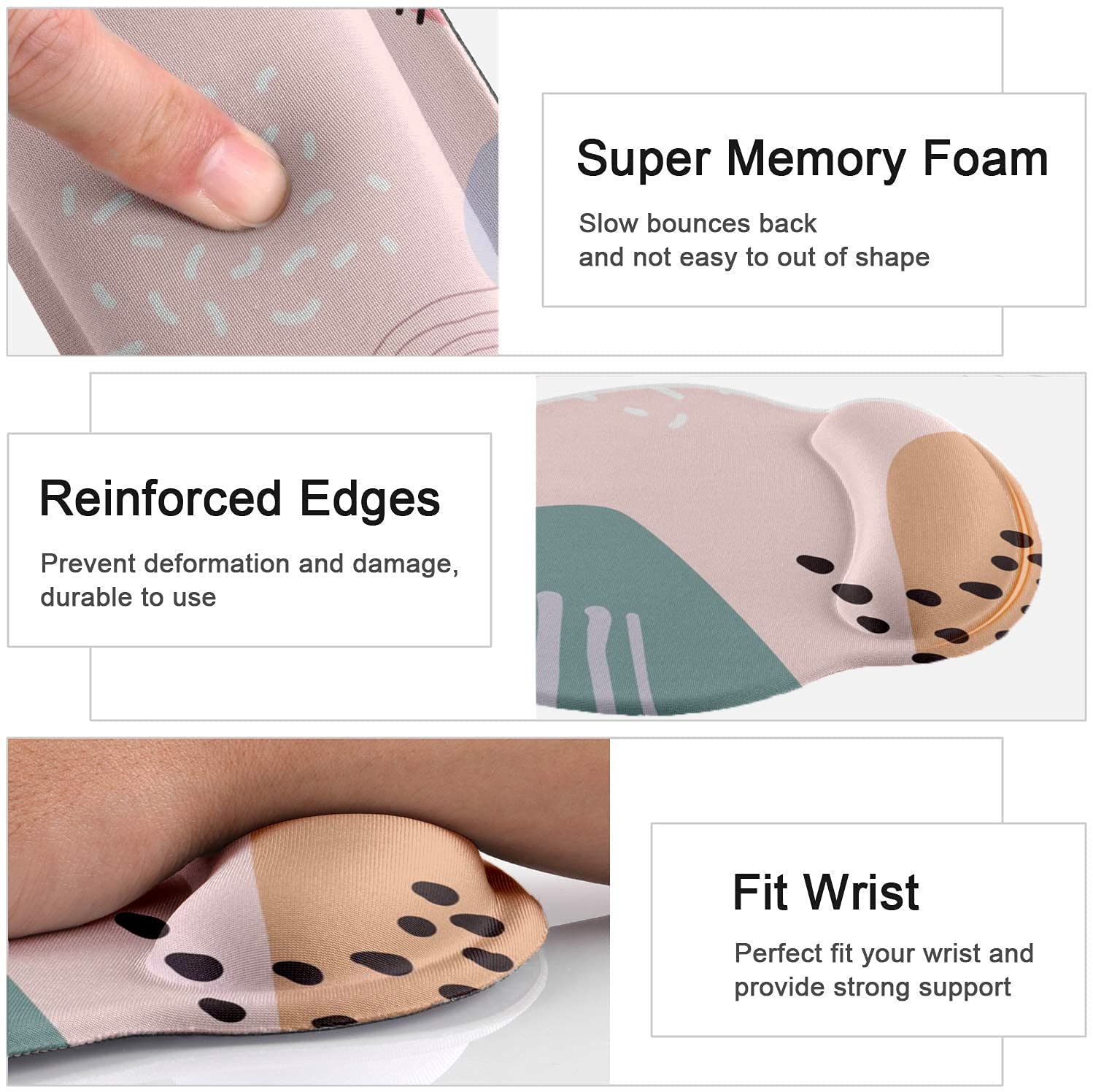 Poggiapolsi e tappetino per mouse con supporto per il polso, tappetino ergonomico per mouse in memory foam, per giochi e ufficio, sollievo dal dolore, set di supporto per il polso