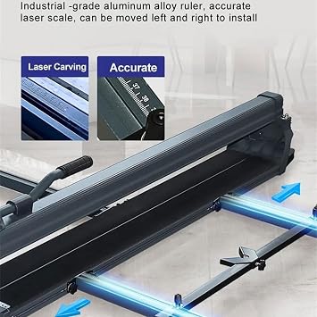 Professional Ceramic Tile Cutter, Adjustable Manual Floor Tile Cutting Machine with Transport Handle and Wheels for 800/1200mm Large Tiles