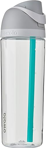 Owala FreeSip - Botella de agua transparente con popote para deportes y viajes, sin BPA, 25 onzas, malvavisco tímido