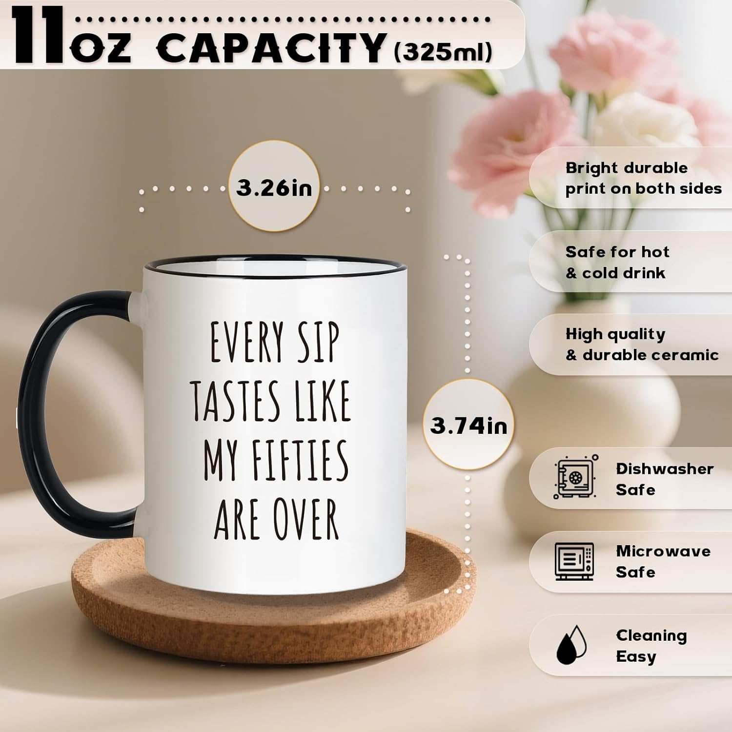Funny 60th Birthday Gifts for Men Women 60th Birthday Mug 11oz, 60 Year Old Birthday Gifts for Her Him, Happy 60th Bday Gift for Dad, Mom, Brother, Friends, 1966 Birthday Decorations Coffee Cup - Image 4