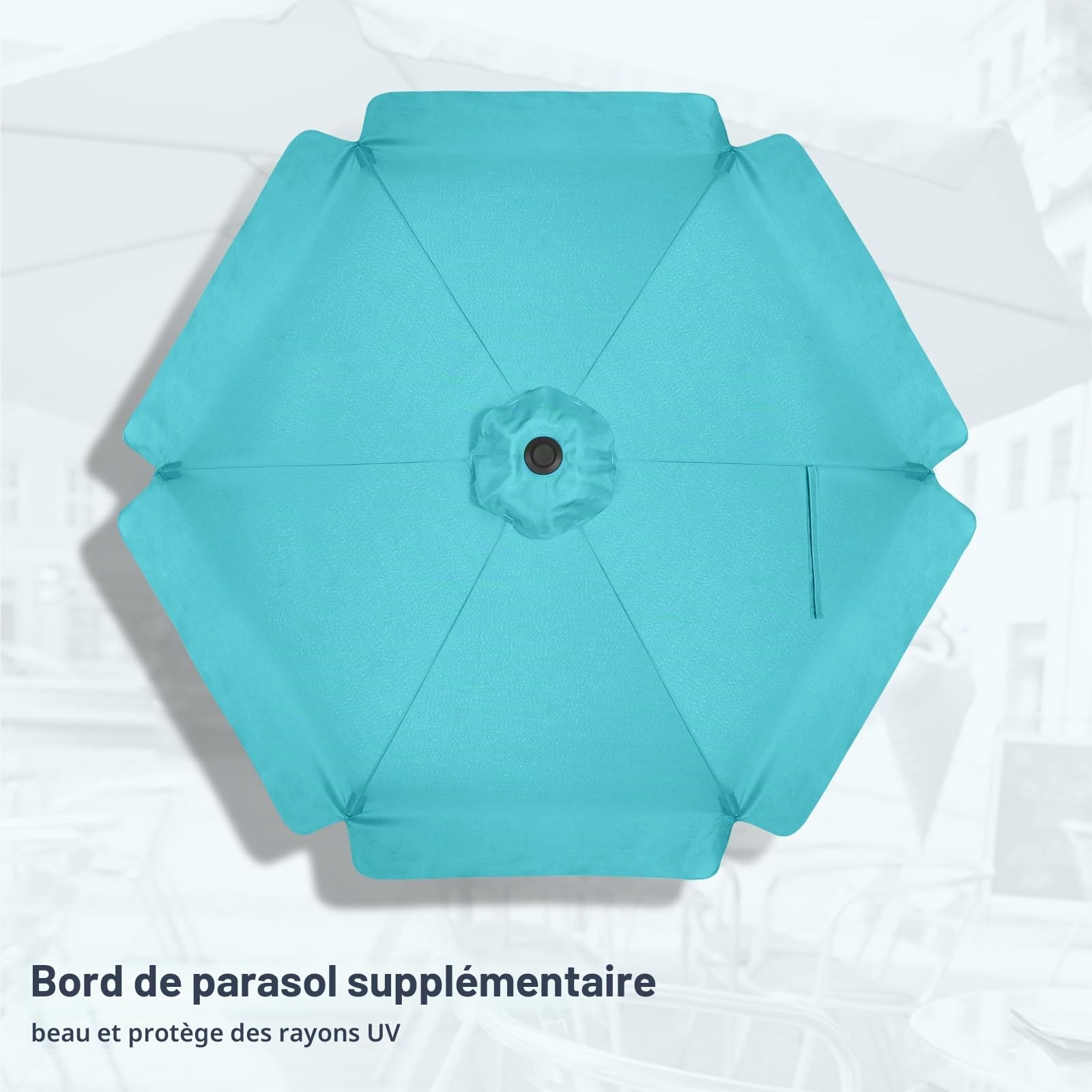 MasterCanopy Parasol de terrasse pour table d'extérieur - 8 baleines, turquoise, 2.3M