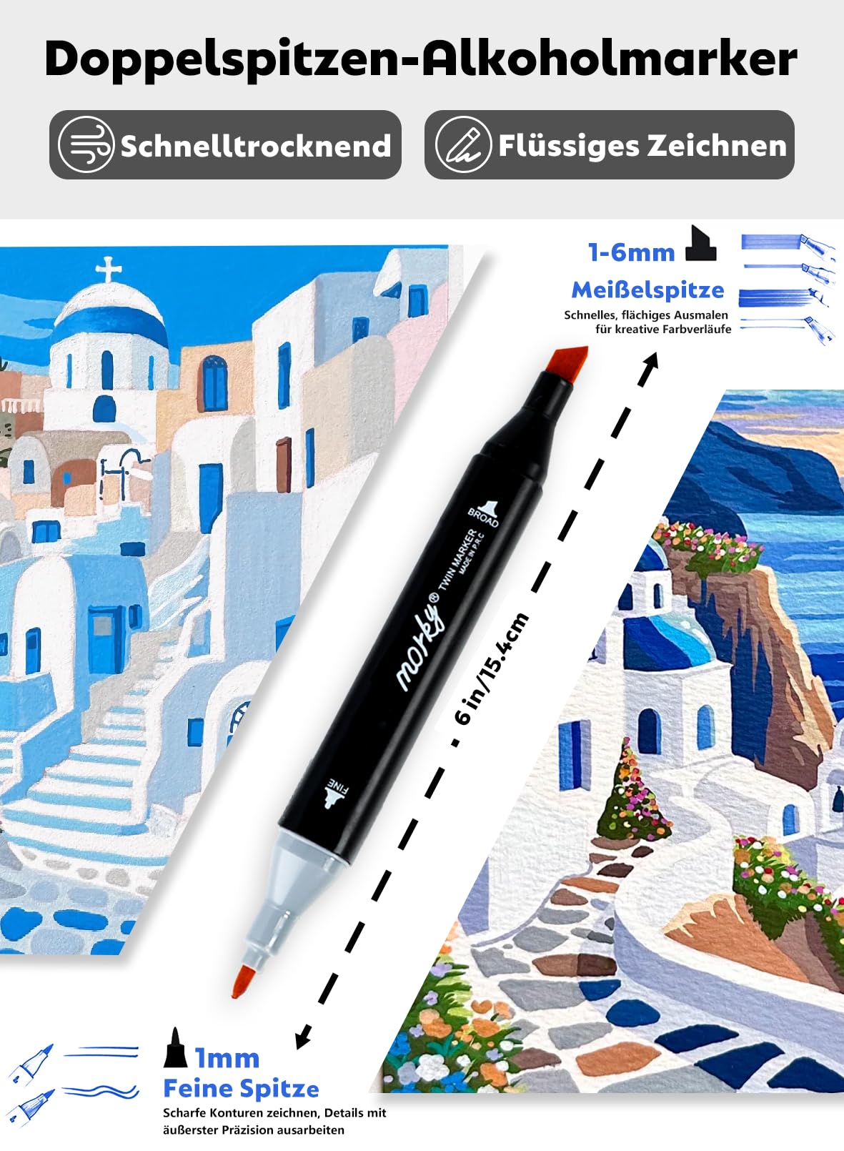 320 Farben Alkohol Marker mit App, Doppelspitze Alkoholmarker | Meißel & Feine Spitze | Farbcode | Mischbar | Schnell trocknend | Alcohol Marker für Design, Malerei, Manga & Illustrationen