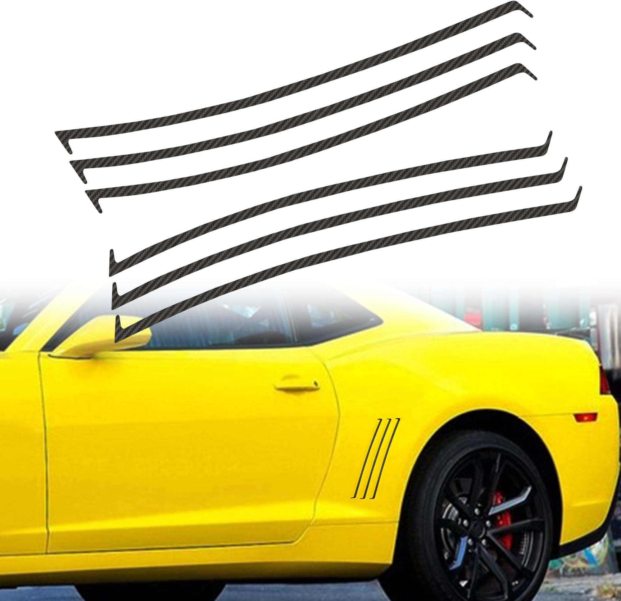TOMALL 6pcs Car Side Vent Insert Stripe Vinyl Stickers Compatible with Chevrolet Camaro 2010-2015 SS RS LS Thin Inlay Side Vent Gill Decals for Car (Carbon Fiber)