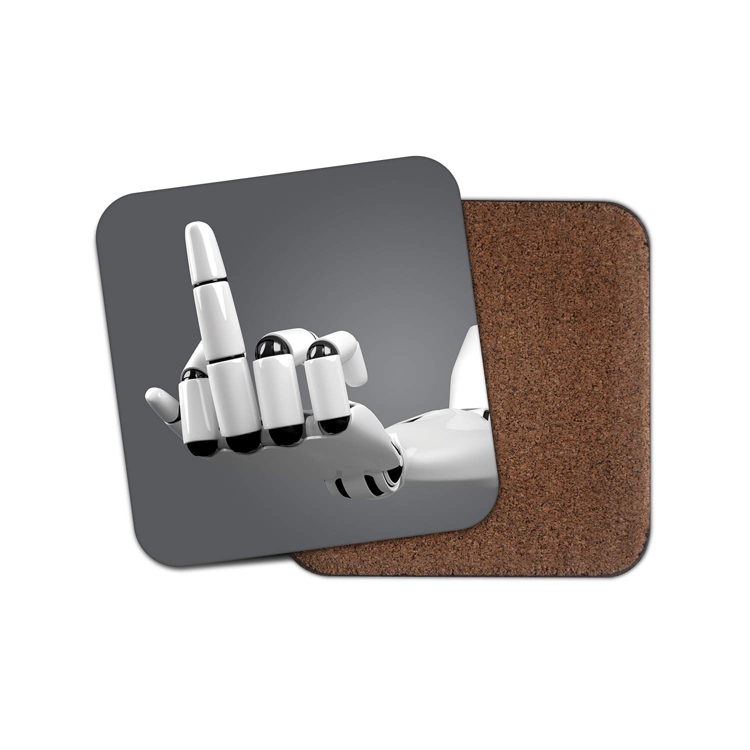 Destinationvinyl Multicolor 1 X Middle Finger Robot Coaster - Rude Funny Joke Office Swear Dad Son #12322
