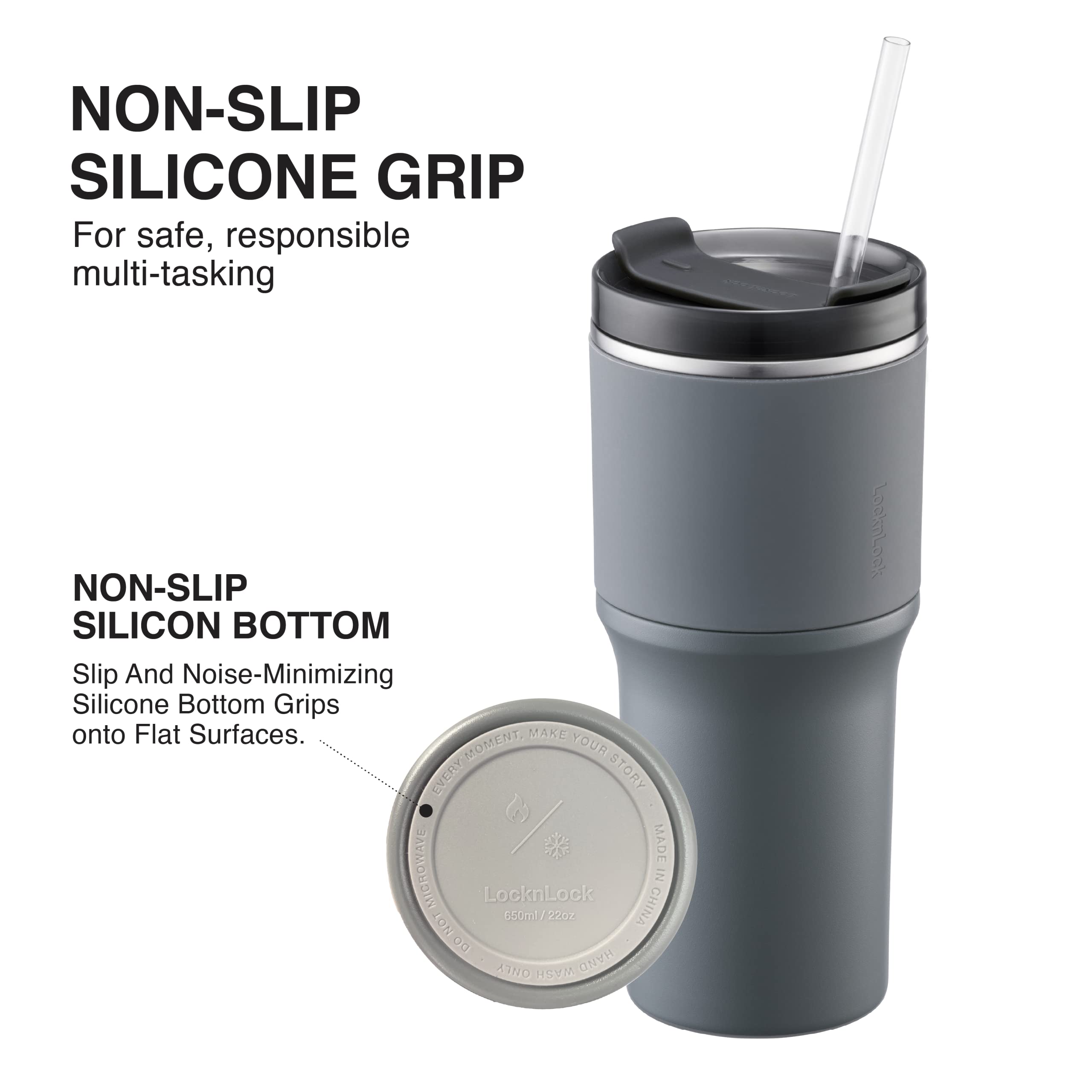 LocknLock Metro Trinkglas, 625 ml, Grau