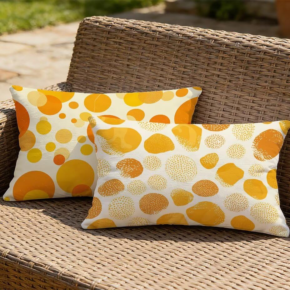 Housse de coussin de jardin imperméable orange 60x80 aspect lin