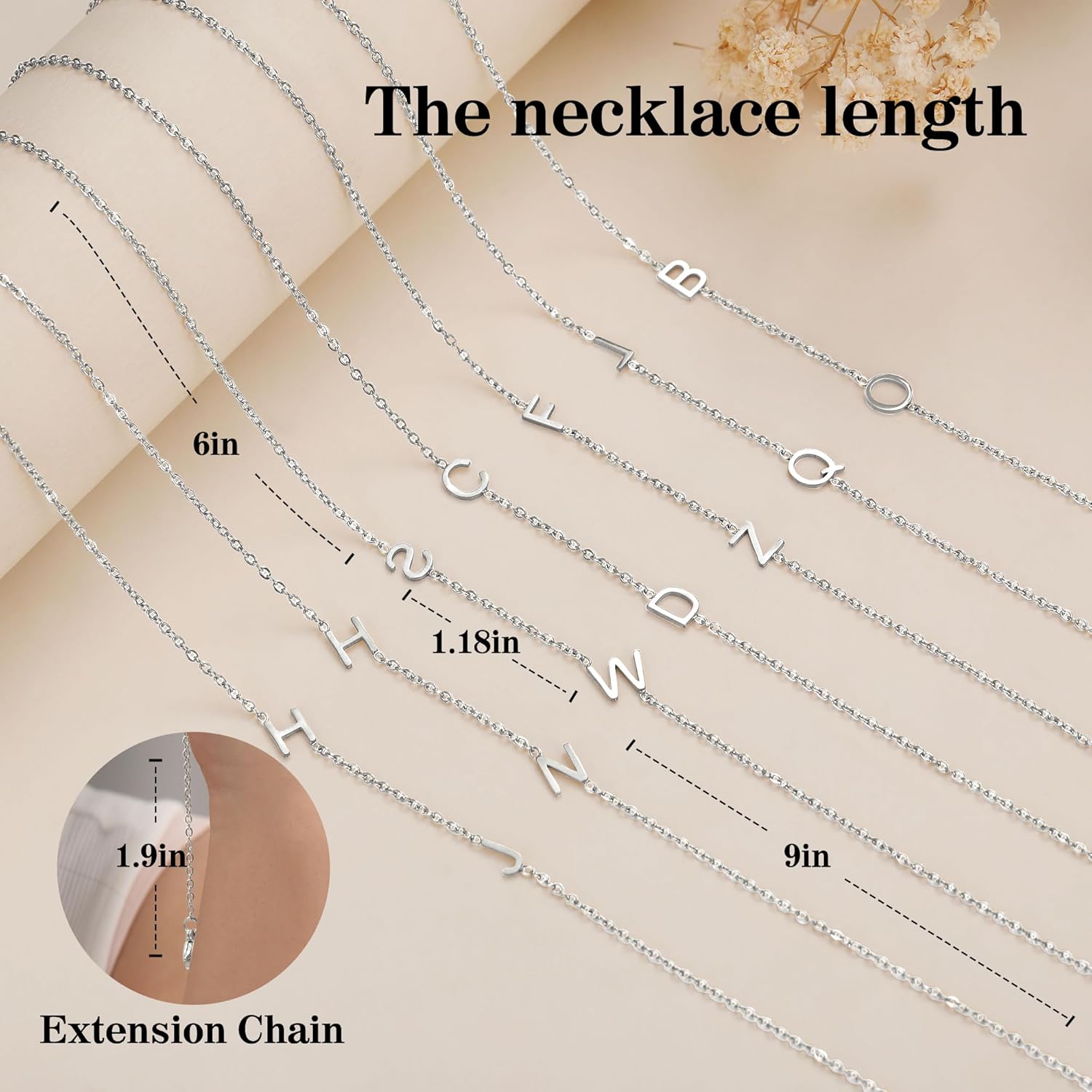 Initial Necklaces for Women，Name Necklace Gold Sideways Dainty Initial Necklaces for Women 2 Initials Adjustable Gold Choker Necklace for GLfriend Friend Gifts for Adults Jewelry - Image 5