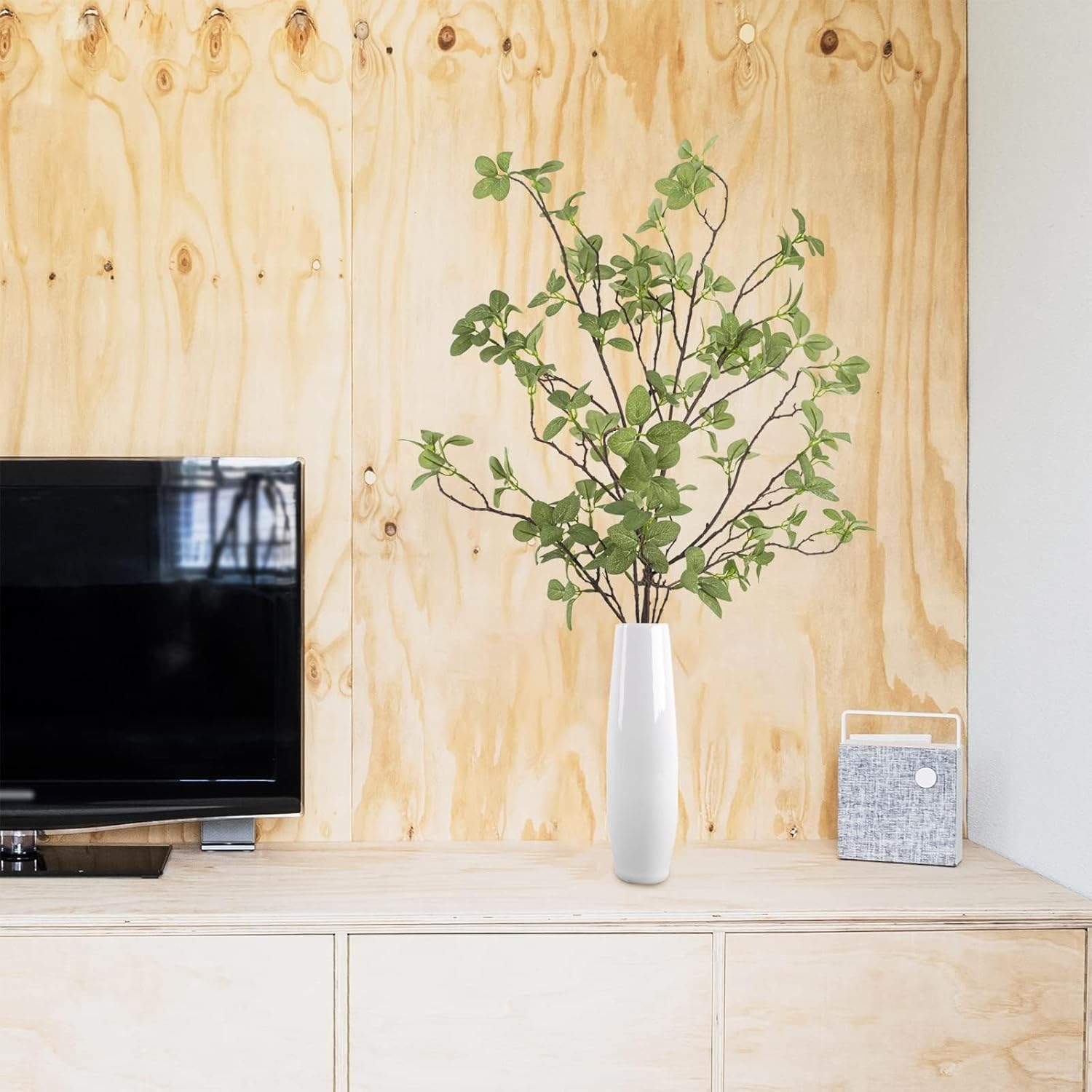 6 pcs Artificial Greenery Stems, 41.3’’ Tall Fake Plants Branches Faux Greenery Ficus Twig Leaf for Home Garden Shop Office Desk Decoration