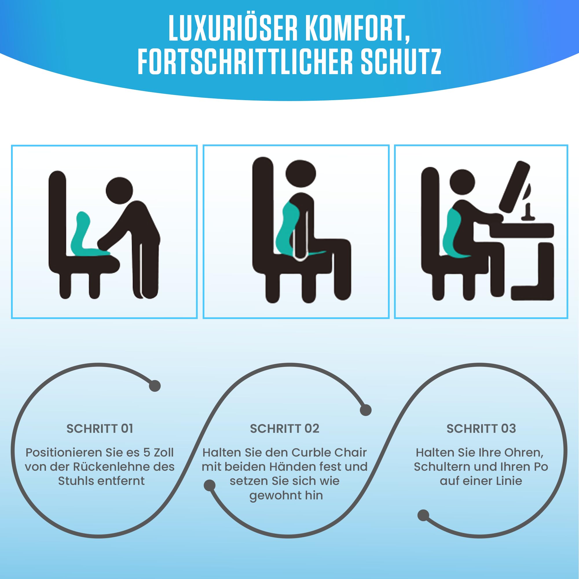 Soporte lumbar ortopédico – Cojín protector de espuma viscoelástica para asiento y respaldo para corrección de postura, dolor de espalda y estabilización pélvica, oficina, sillas de juego y