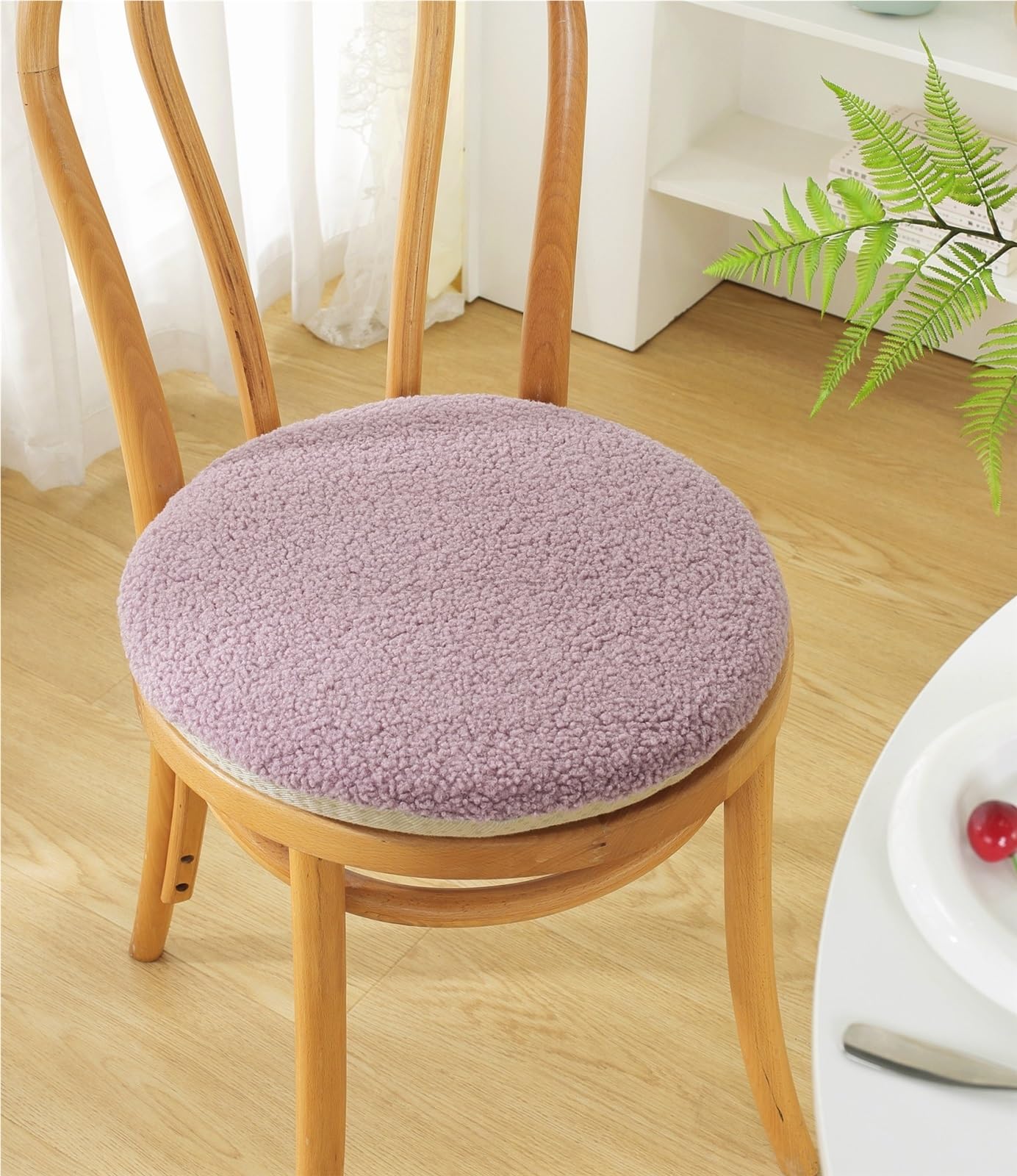 Lot de 2 coussins ronds en peluche épais et doux pour salle à manger, cuisine, bureau - Coussins confortables de couleur unie pour décoration d'intérieur