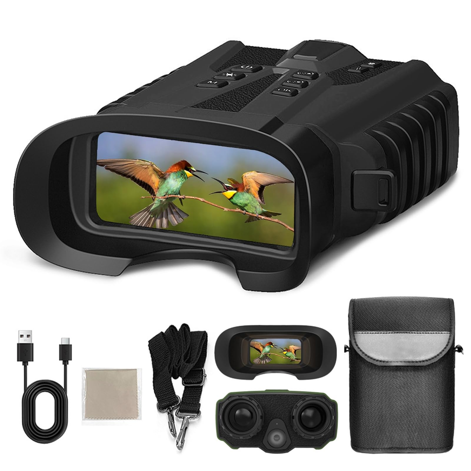 Jumelles de vision nocturne 500 m zoom optique 4x numérique 8x rechargeable 5200 mAh observation oiseaux camping chasse