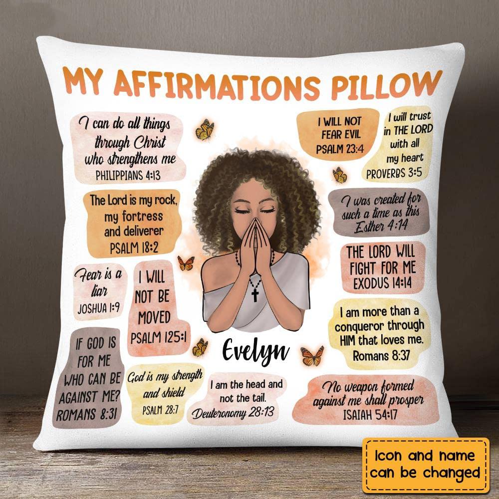 Middlepeace Personalized Christian Affirmations Pillow, Home Decorative Sunflowers Bible Verses Inspirational Quotes Throw Pillow for Girls Women, Bedroom Nursery Sofa Couch Decor Gifts