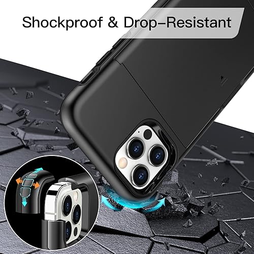 Miniatura 5 de JETech Funda tipo cartera para iPhone 13 Pro de 6.1 pulgadas con soporte para tarjetas, funda protectora de doble capa a prueba de golpes, ranura
