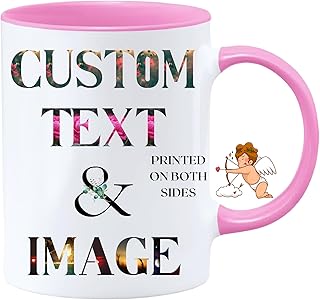 Personalised Mug - Any Text, Design, Picture or Logo | Personalized 11oz Ceramic Mugs | Customizable Gift for Men, Women, Friends & Family (Pink)
