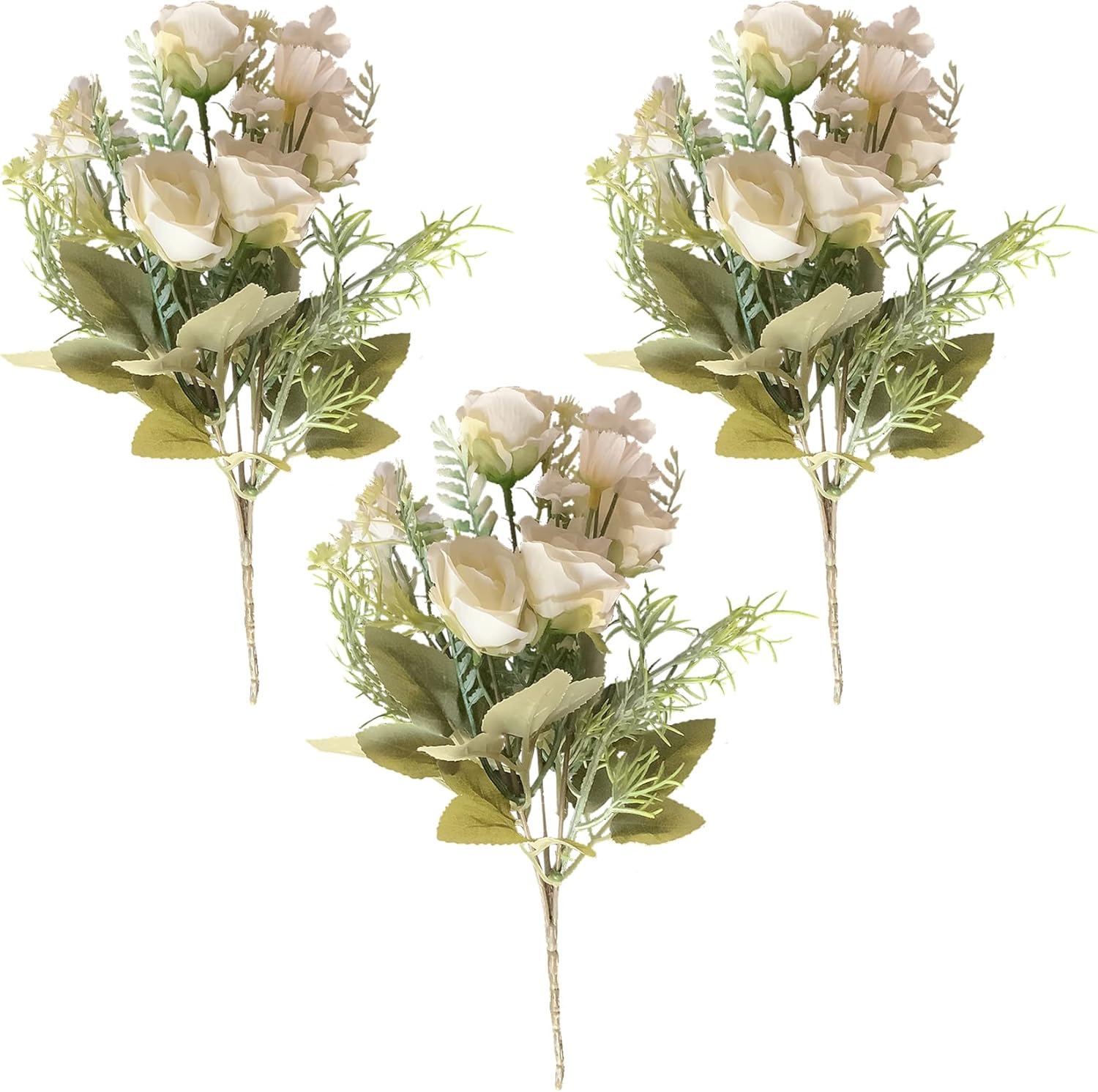 hanlongyu Mini Artificial Rose Flowers Bouquet of 3 Sets