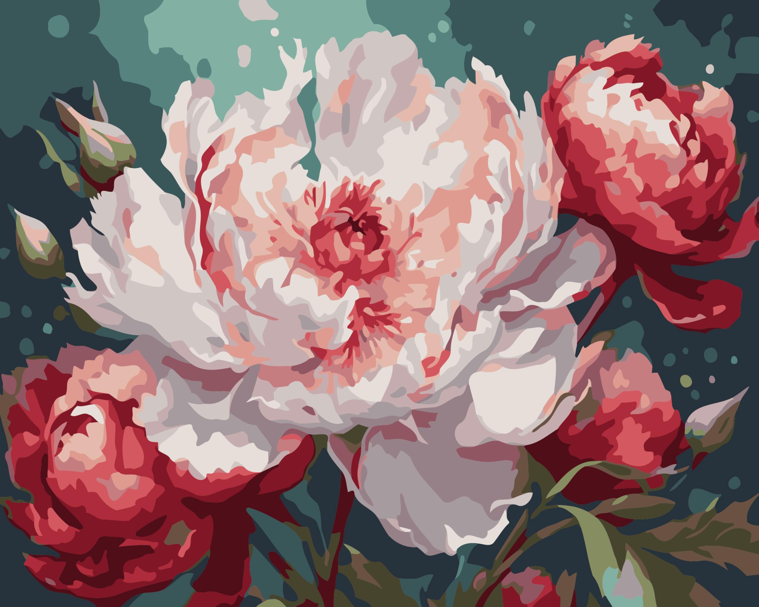 CaptainCrafts Paint by Numbers for Adults Beginner 16x20 Inch DIY Craft Art Paintings Home Wall Decor (with Frame, Flourishing Flowers) โ image 1