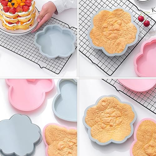 Miniatura 3 de DOITOOL Bandeja de silicona para hornear, reutilizable, antiadherente, para bricolaje, diseño de flores, plato fácil para pasteles caseros, 2 uds