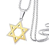 Stainless Steel Star of David Necklace for Men & Women, 16-24 Inch Box Chain