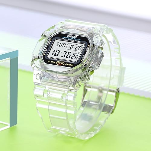 Miniatura 7 de RNONDRY Reloj digital para mujer y hombre, relojes impermeables transparentes para hombres, reloj digital para niños y niñas, reloj de pulsera con