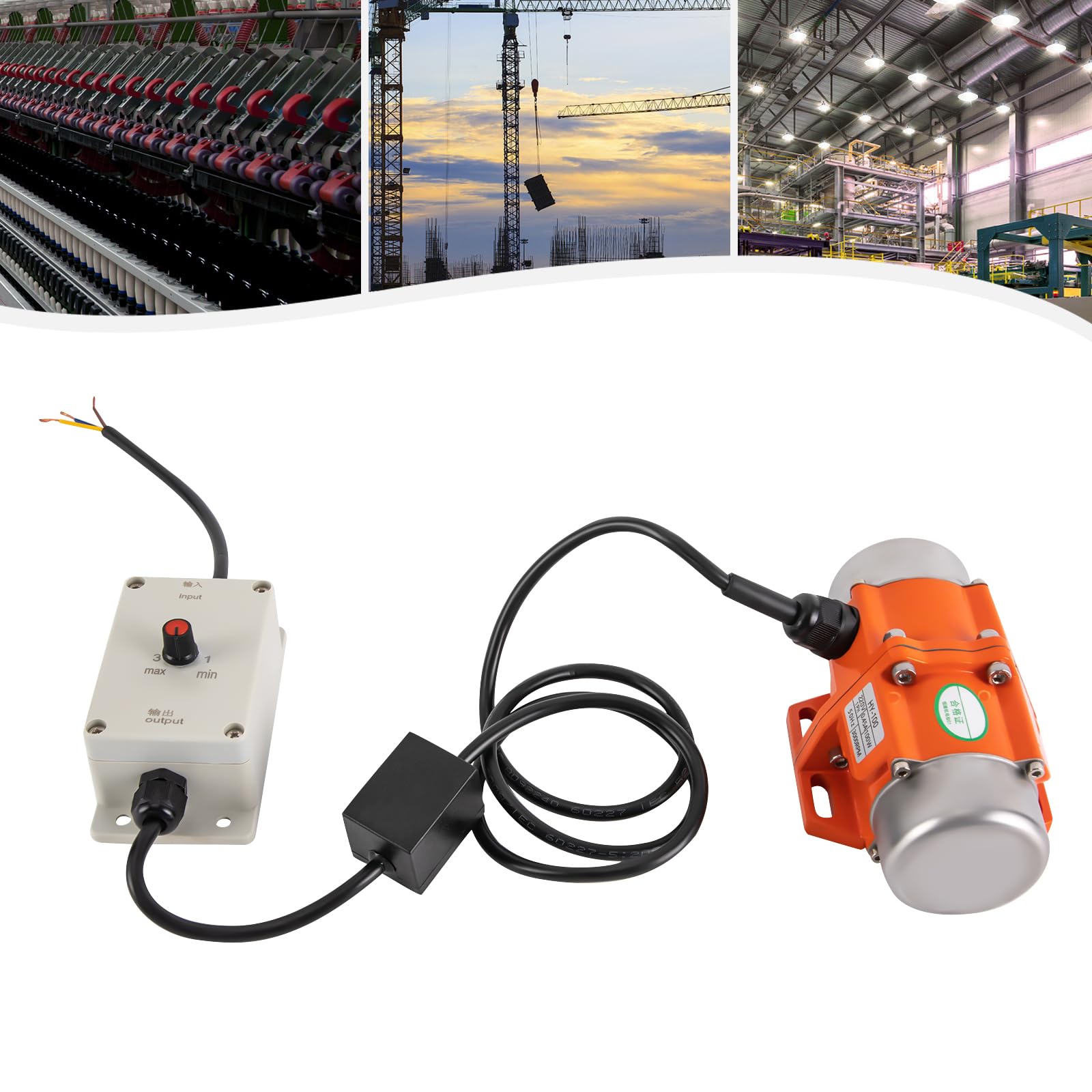 Motore a vibrazione da 100 W con regolatore di velocità, 3000 giri/min, piccolo vibratore motore asincrono, per macchine in tessuto, lavorazione degli alimenti, costruzione di attrezzature
