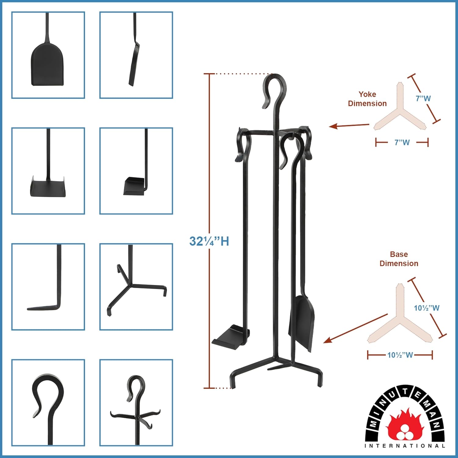 Minuteman International Berlin Fireplace Tool Set