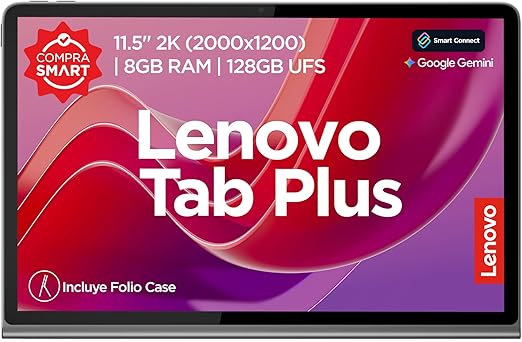 Lenovo Tab Plus | 11.5" 2K MediaTek Helio G99 8GB RAM 128GB SSD| Octa JBL Hi-Fi Altavoces Dolby Atmos, Cámara Frontal 8.0MP Trasera 8.0MP | Android 14, Incluye Funda Protectora : Amazon.com.mx: Electrónicos