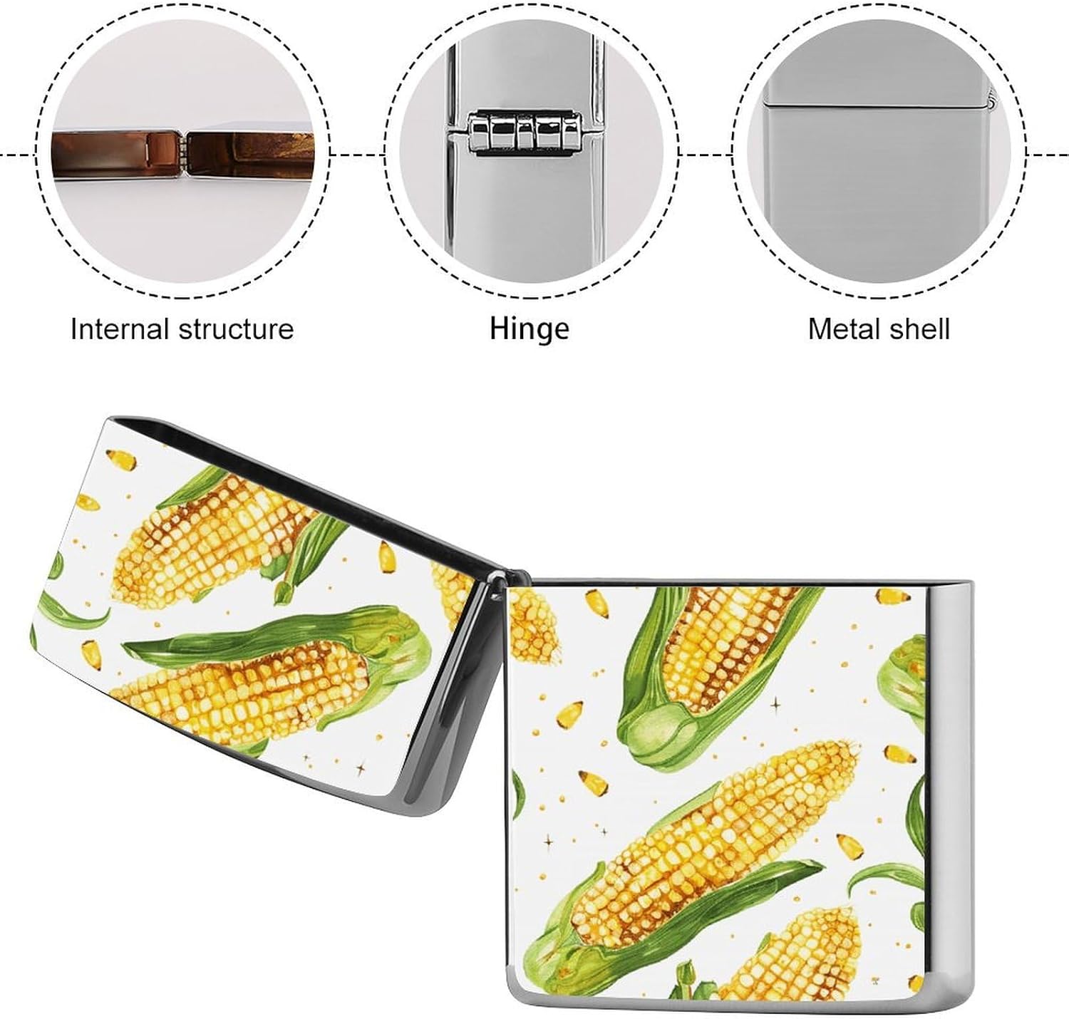 Metal Lighter Case Protective Cover, Cartoon Corn Cob image 5