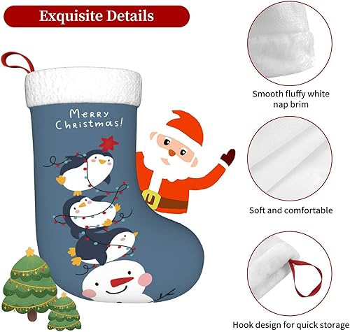 Miniatura 4 de Divertidas medias de Navidad personalizadas de pingüino, medias de Navidad grandes de 18 pulgadas, medias colgantes para la chimenea, para