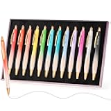 Shuttle Art Fancy Pens Gift Set, 12 Pack Colored Retractable Black Ink Ballpoint Pens, Cute Pens 1.0mm Medium Point Waterproof Elegant Gift Set for Writing Journaling Note Taking School Office Home