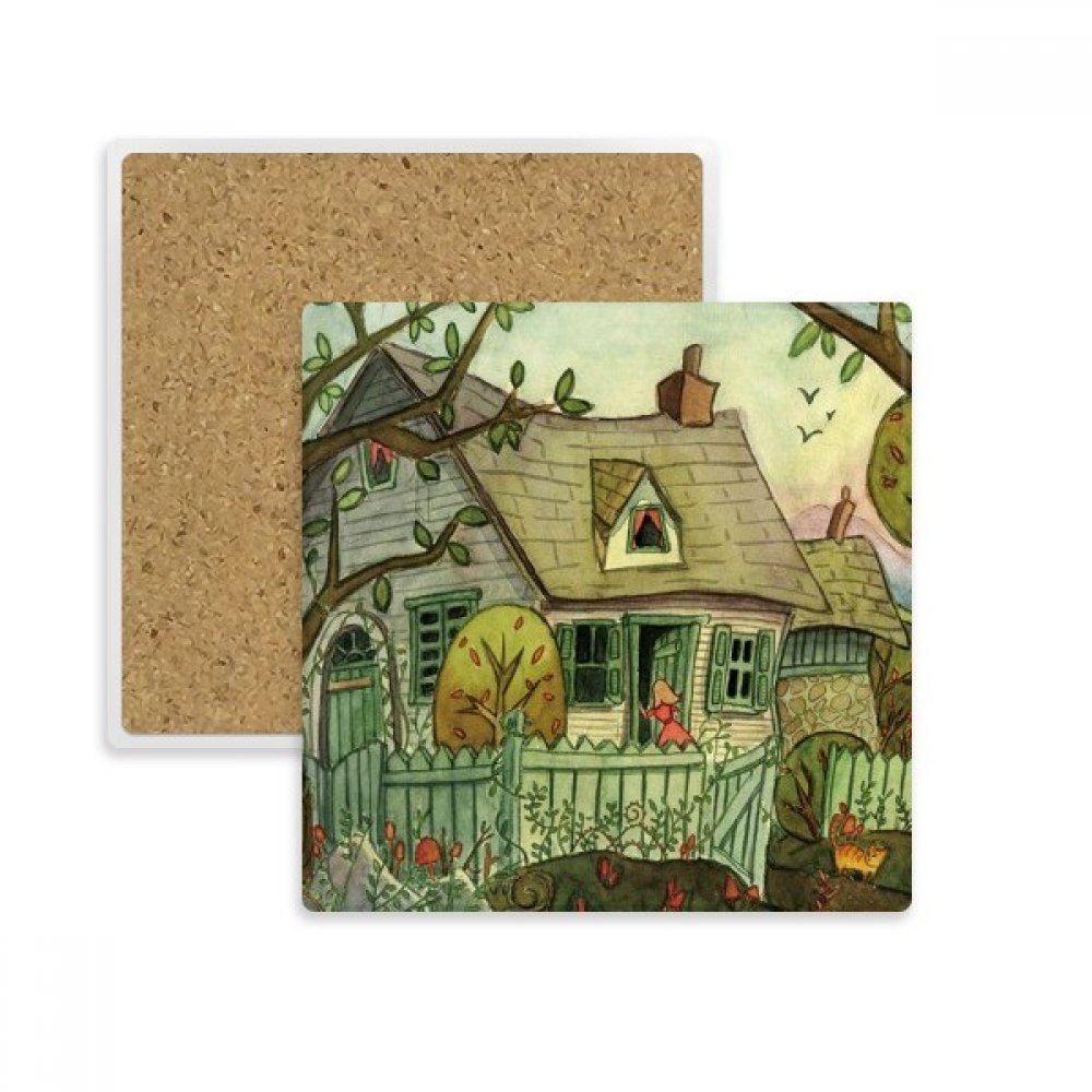 Dessous de verre absorbant carré pour tasse verre imprimé chat aquarelle