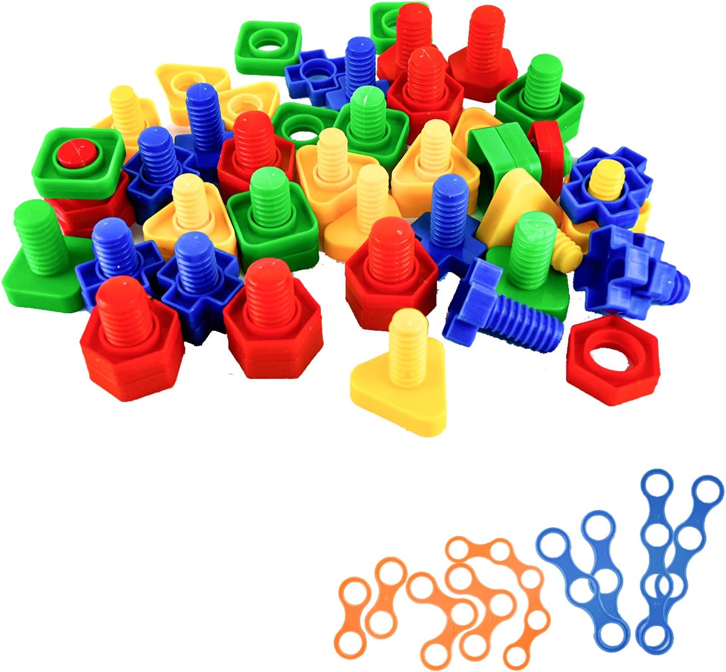 32 Pcs Shape Sorting Toy, Kikuo Colour Matching Shapes Nuts and Bolts Stacking Toys, Educational Sensory Screwing Toys for Kids, Non-Toxic Safe Materials Building Toys, Building Blocks for 1+ Year Old