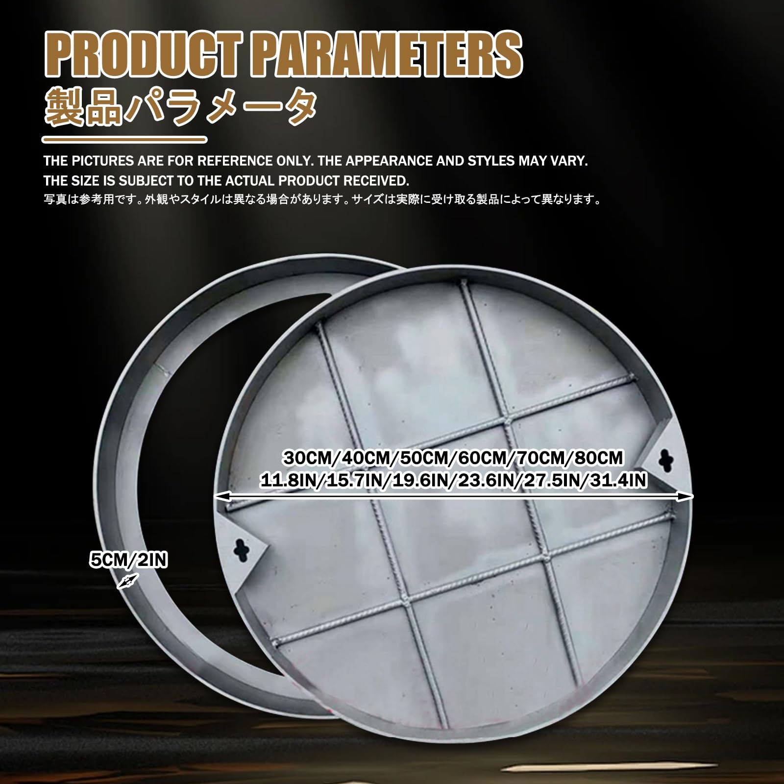 Coperchio incassato sigillato per pozzetto, Chiusino e telaio quadrato in acciaio inox 304 da 30x30 a 80x80 cm(30 * 30 * 5cm/11.8 * 11.8 * 2in)