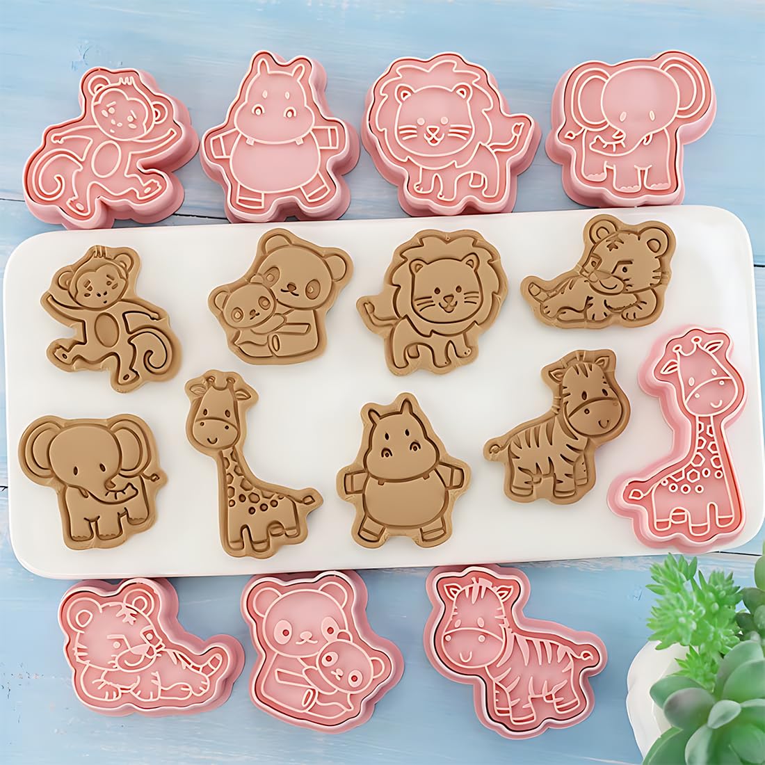 Stampini Biscotti Animali 3D - 8 Pezzi Per Bambini In Plastica Rosa - Foto 9