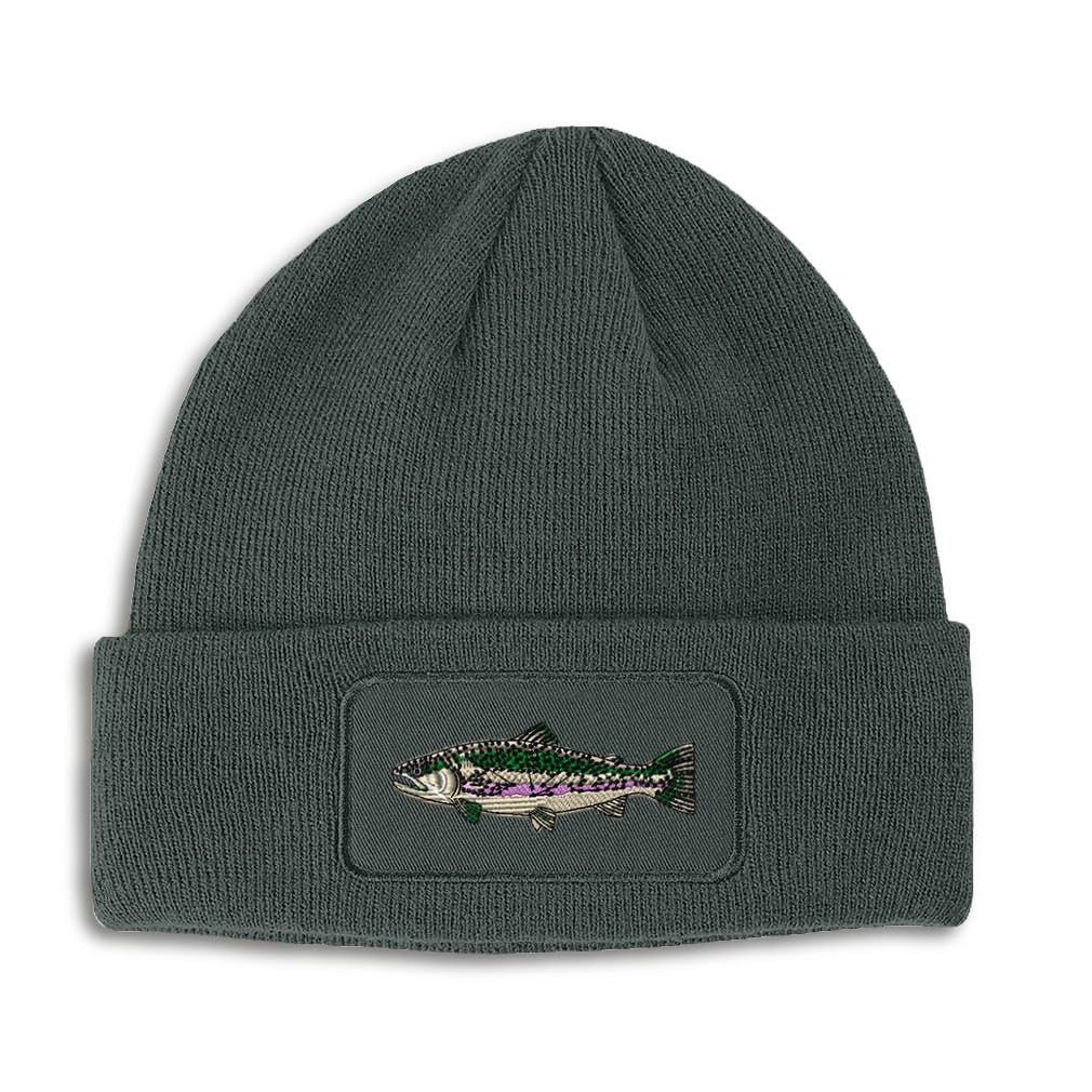 Custom Patch Beanie Fish Rainbow Trout Skull Cap Hats for Men & Women Acrylic Winter Hats One Size
