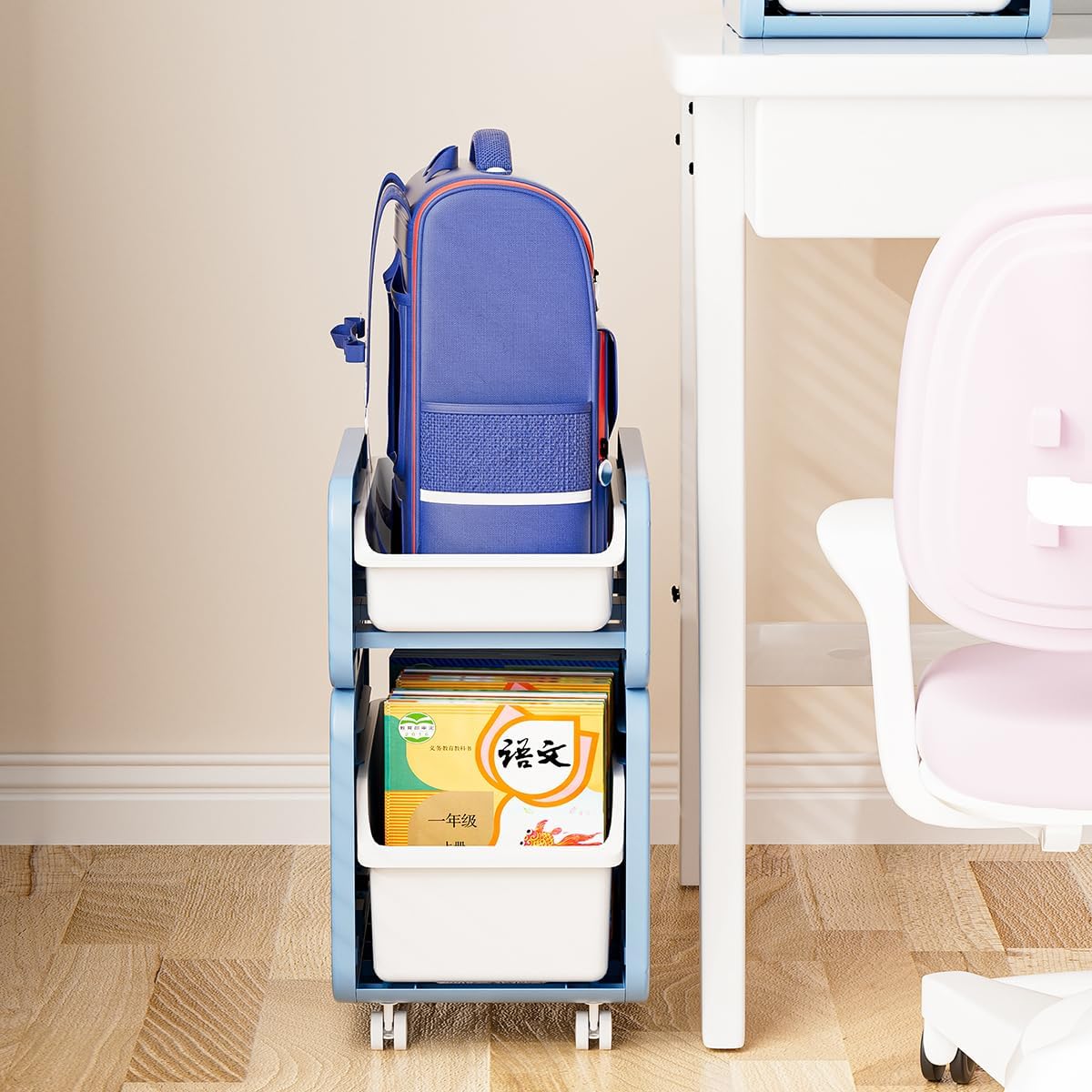 Mobile Storage Cart, Rolling Plastic Organizer with Wheels, 14.8D x 10W x 25.7H, Ideal for Home, Office, Kitchen, and Classroom Organization, Durable Design for Easy Mobility