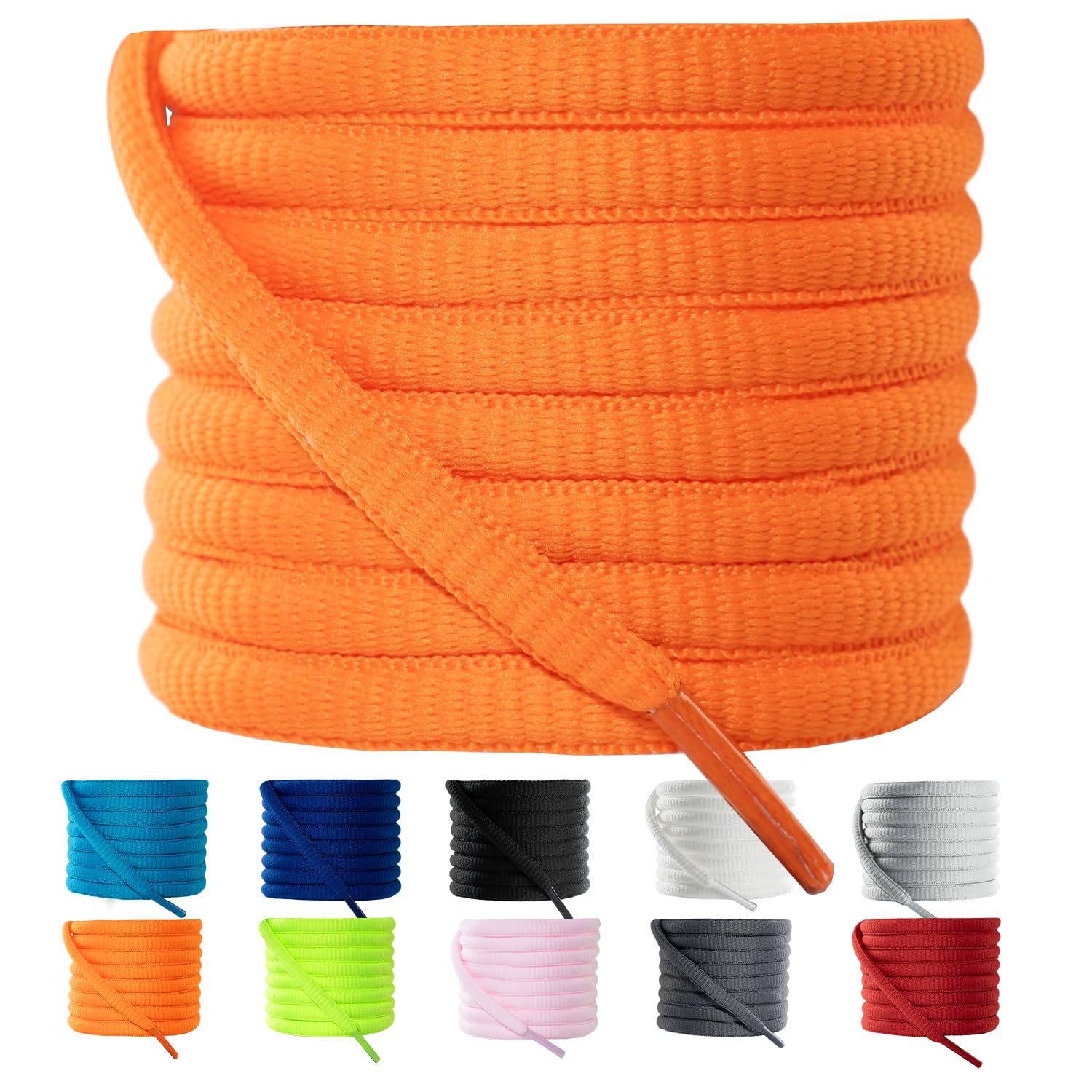 VGUBLG Oval ShoeLaces 1/4" Athletic Shoe Laces Half Round 14 Different Lengths Running Shoelace for Everone in 24"-79"