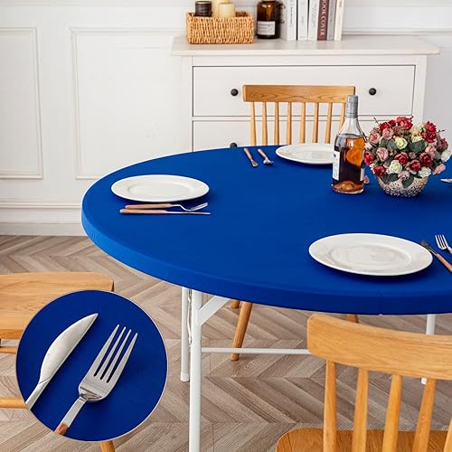 Miniatura 6 de Paquete de 2 manteles elásticos reversibles, impermeables, resistentes a las manchas, mantel elástico con un paño, para interiores y exteriores